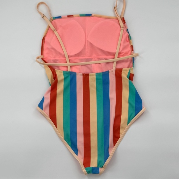 GB Colorful Striped One-Piece Swimsuit SIZE Large - Picture 3 of 16